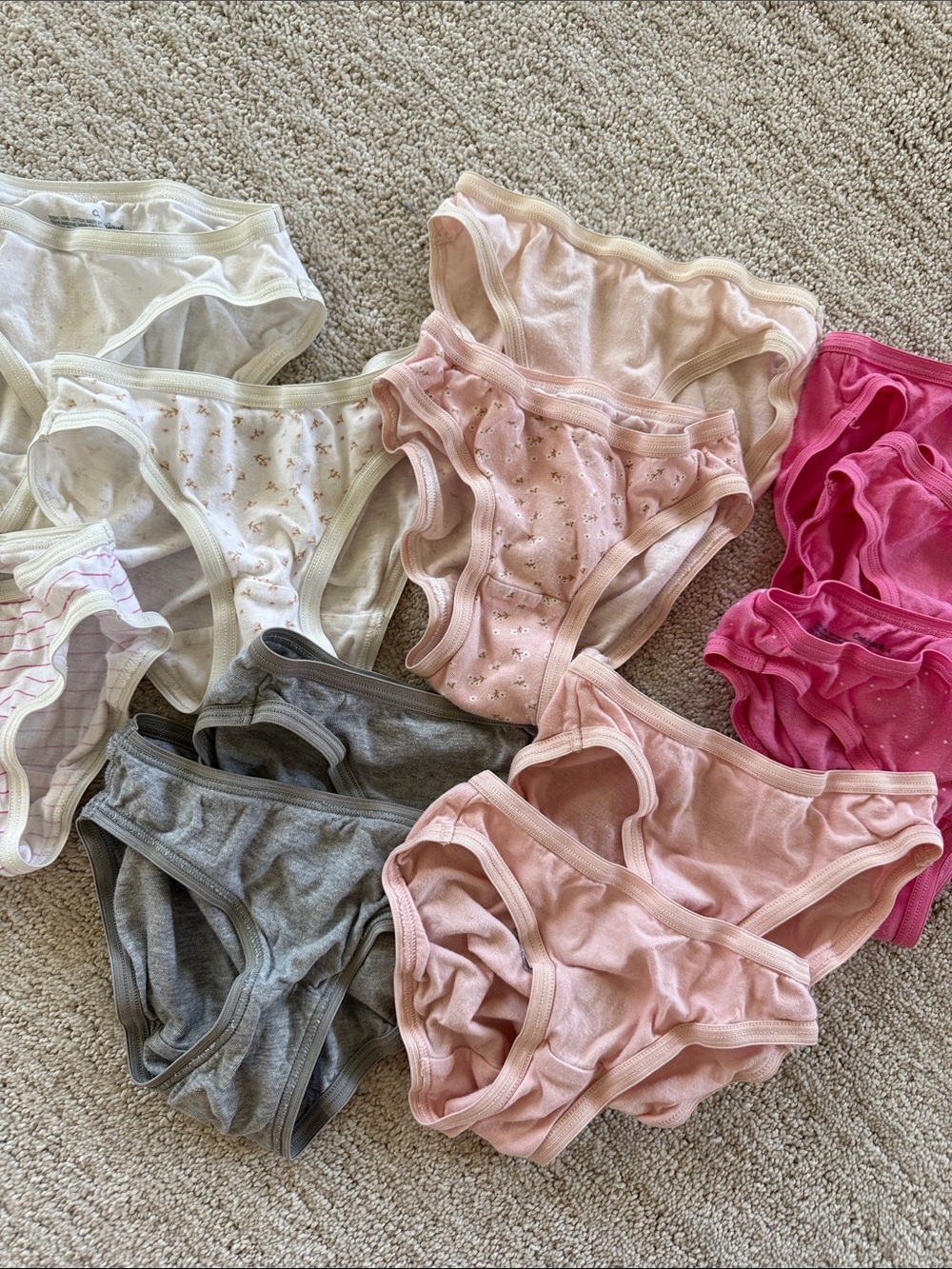 Girls' Cotton 12 Bikini Briefs Pack - Pink, Light Pink, Gray, White